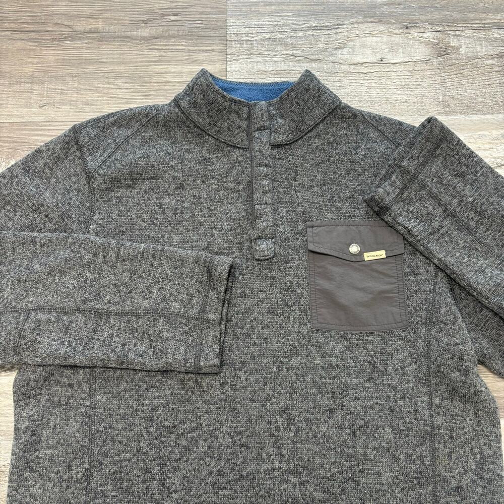 Woolrich Drifter Heather Gray Black Mens L Quarter Snap Knit Fleece Sweater